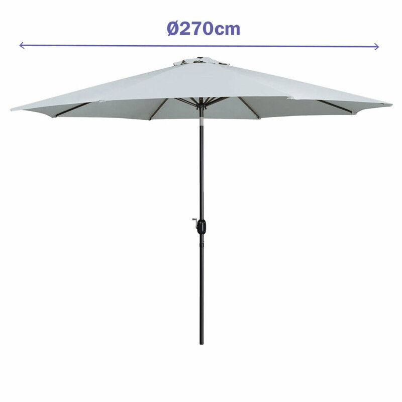 Marbueno Parasol Acero 8 Varillas D270 cm Polyester Blanc Jardin, Piscine, Terrasse