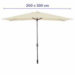 Marbueno Parasol Acier 8 Brins 200x300 cm Polyester Beige Jardin, Piscine, Terrasse