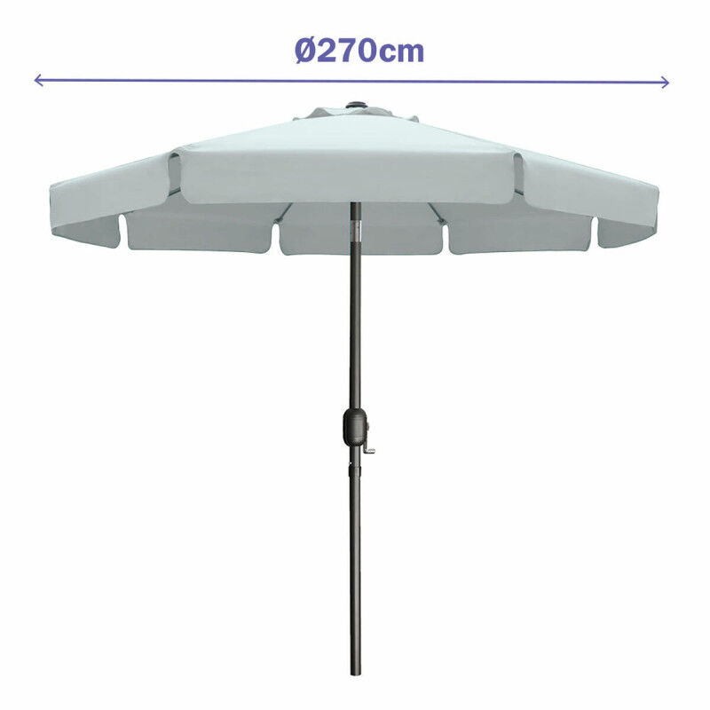 Marbueno Parasol Acero 8 Varillas D300 cm Poliester Blanc Jardin, Piscine, Terrasse