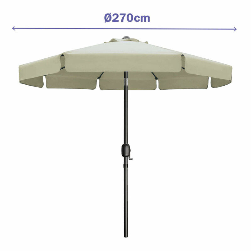 Marbueno Parasol Acier 8 Baleines D270 cm Polyester Beige Jardin, Piscine 10488