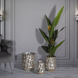 Lot de 3 Vases Argentés Élégants CM Ø35X38,5-27,5X33-18,5X26,5