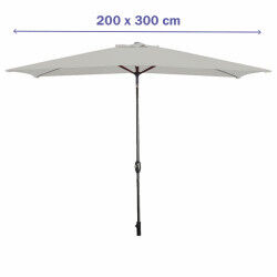 Marbueno Parasol Acier 8 Brins 200x300 cm Polyester Blanc Jardin Piscine Terrasse