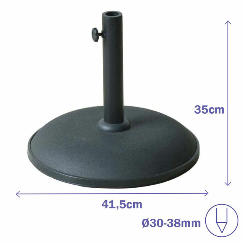 Marbueno Base Parasol Ronde 41,5x35 cm 15KG Noir Jardin, Piscine, Terrasse 10447
