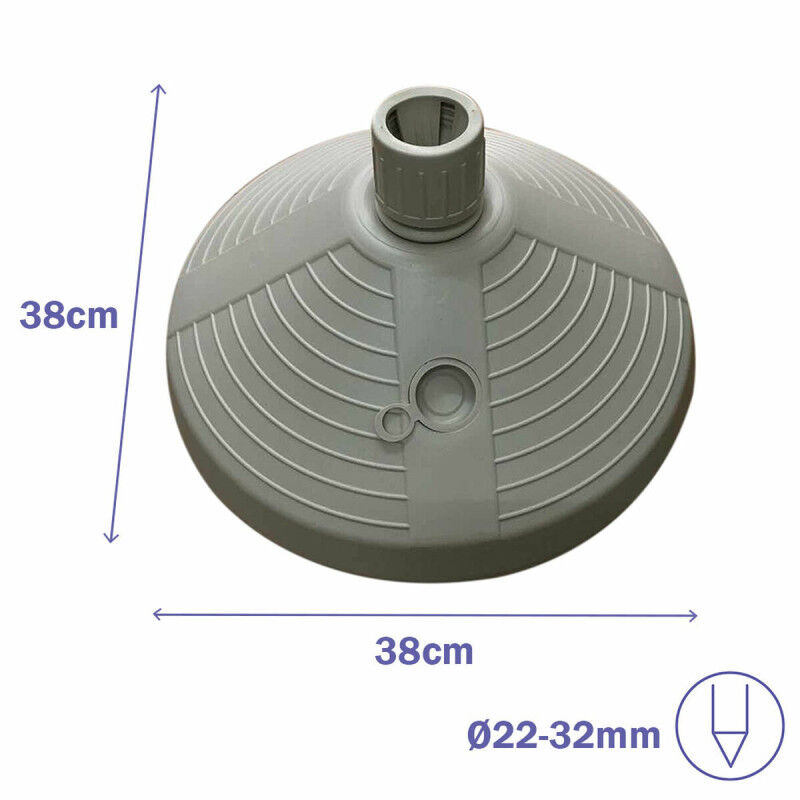 Marbueno Base Parasol Rond 38x38x14 cm 10L Blanc Jardin, Piscine, Terrasse 10502