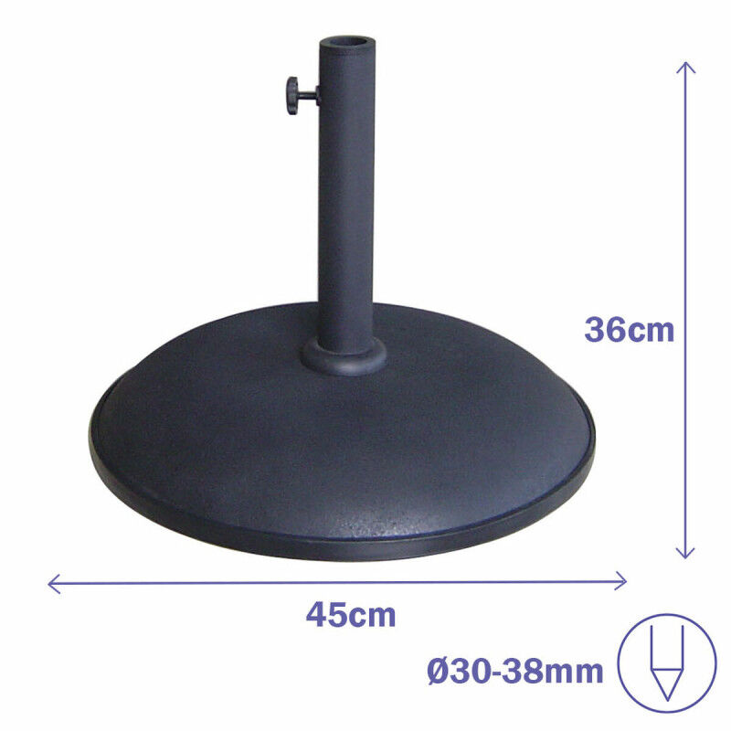 Marbueno Base Parasol Rond 45x36 cm 20KG Noir Jardin, Piscine et Terrasse 10450