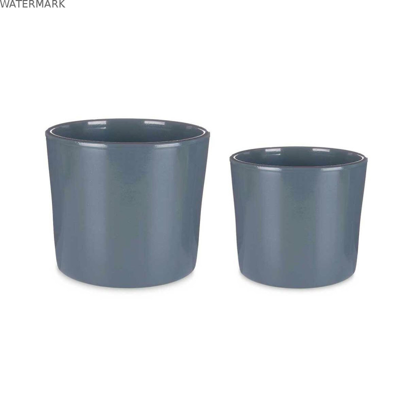 Set de pots Ibergarden CILINDRO-22-27-A Anthracite Argile Ø 22 cm Ø 27 cm 22 x 22 x 19 cm 27 x 27 x 23 cm 2 Pièces