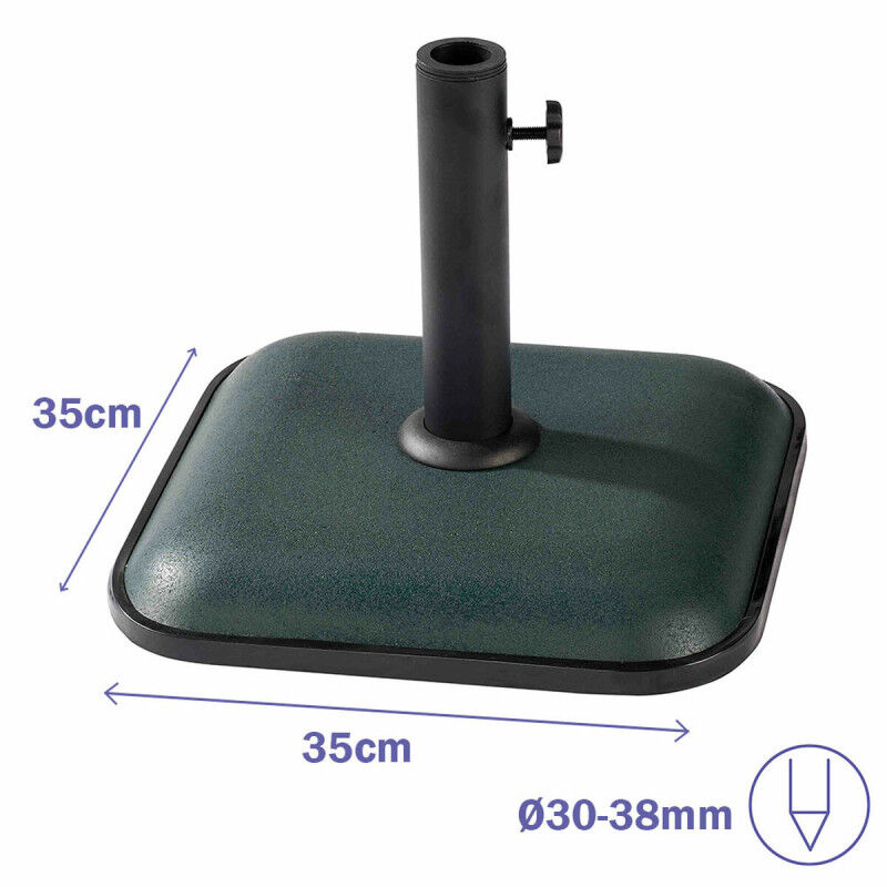 Marbueno Base Parasol Carré Béton 35X35X5,2 cm 11KG Vert Jardin, Piscine, Terrasse 10456