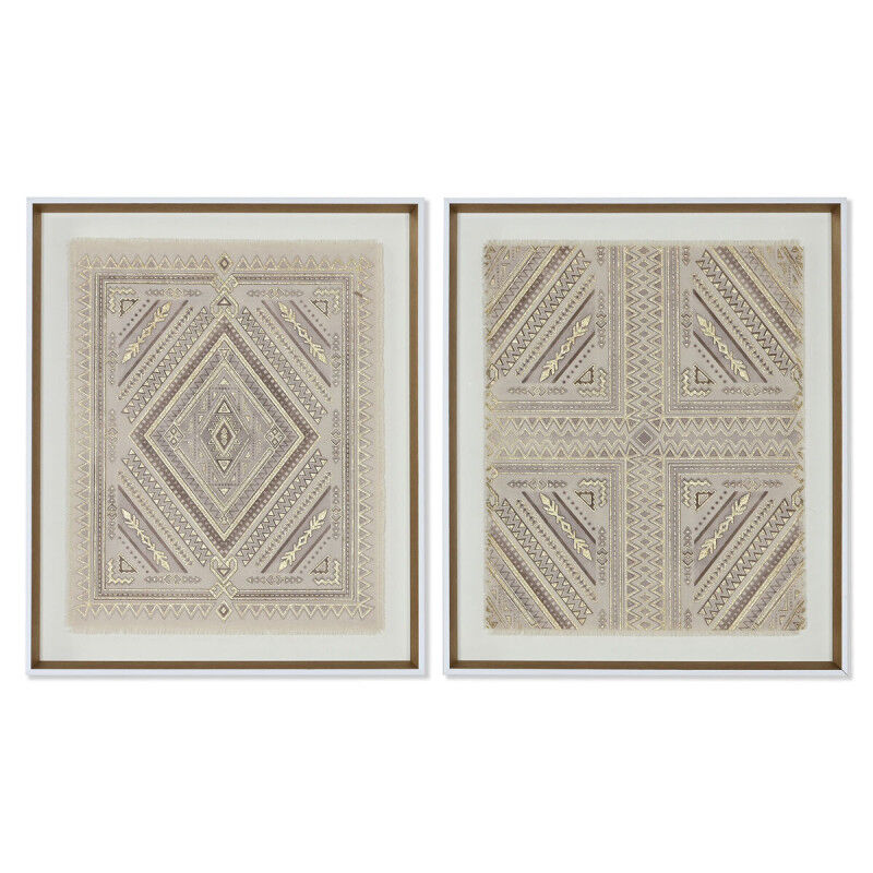 Toile Home ESPRIT Blanc Naturel Boho 50 x 3,8 x 60 cm (2 Unités)