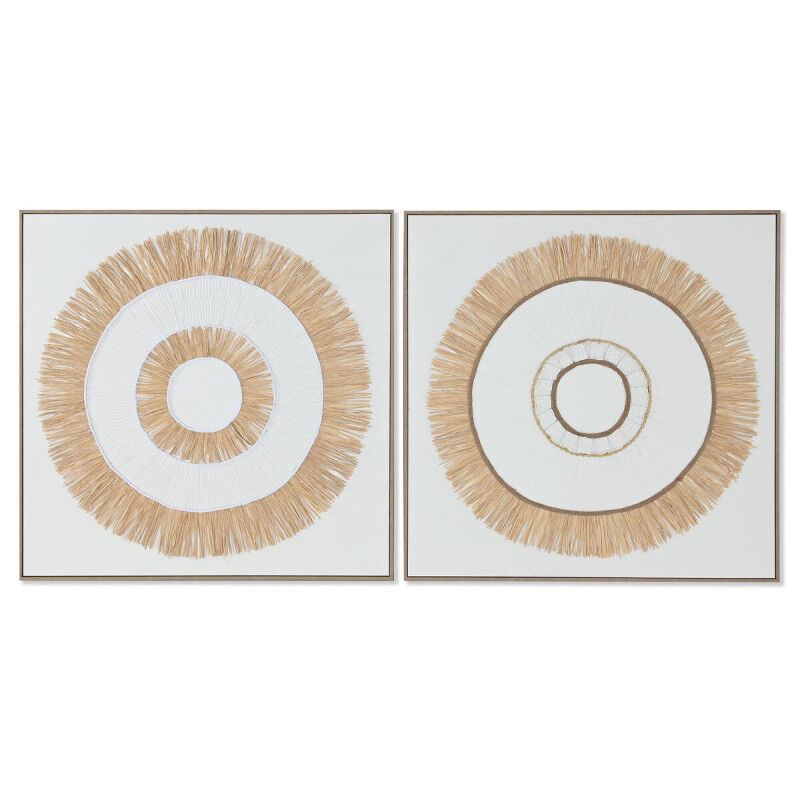 Toile Home ESPRIT Blanc Naturel Boho 92 x 4,5 x 92 cm (2 Unités)