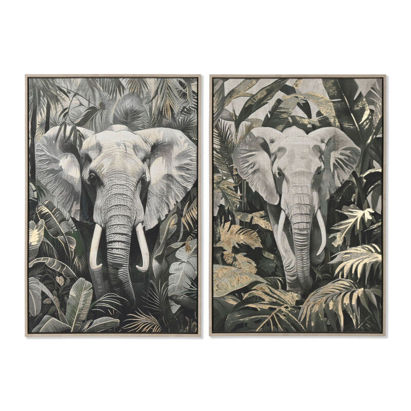 Cadre Home ESPRIT Vert Gris Eléphant Colonial Doré 63 x 4,5 x 93 cm (2 Unités)