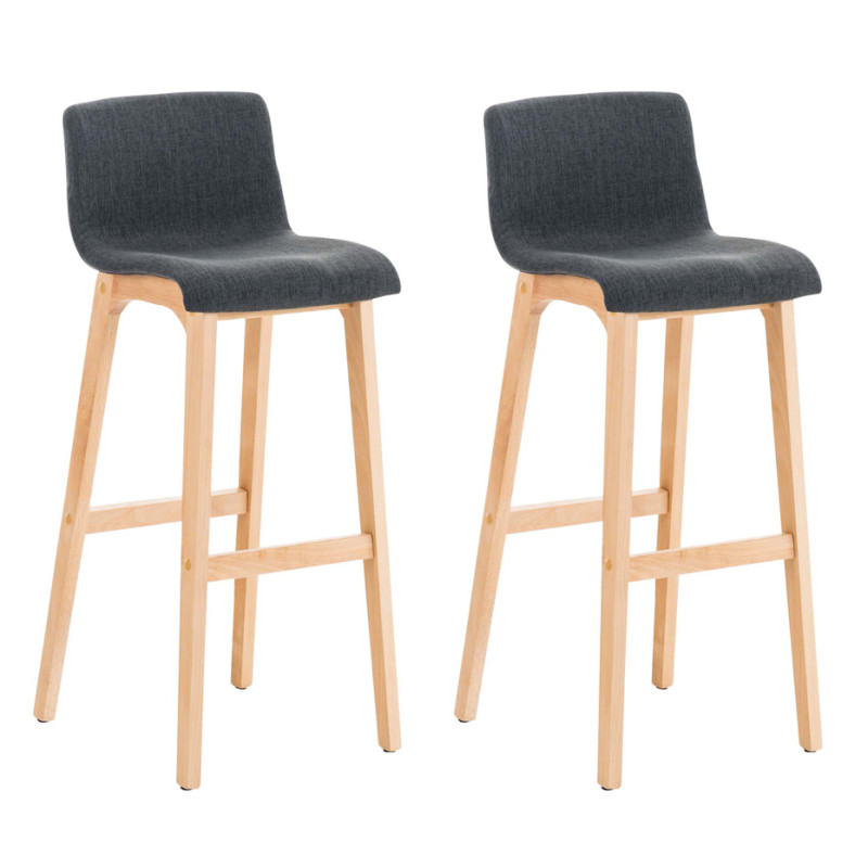 Lot de 2 tabourets de bar Hoover tissu Natura gris foncé
