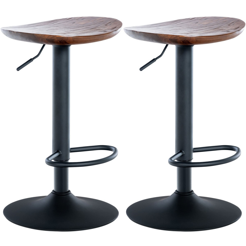 Lot de 2 tabourets de bar Skelde en noyer