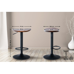 Lot de 2 tabourets de bar Skelde en noyer