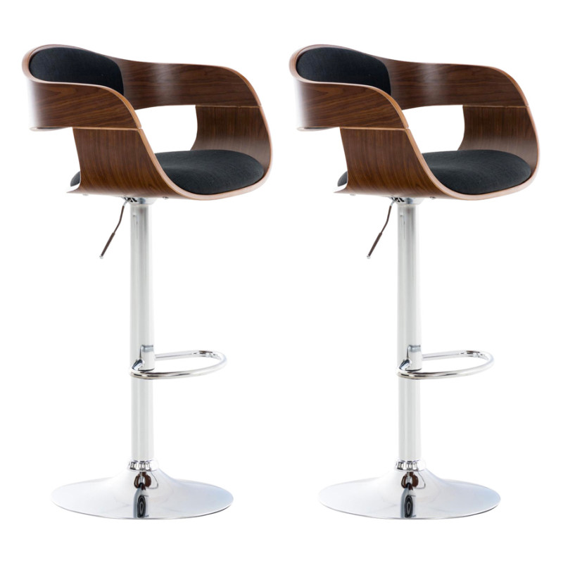 Lot de 2 tabourets de bar en tissu Kingston C noyer/noir