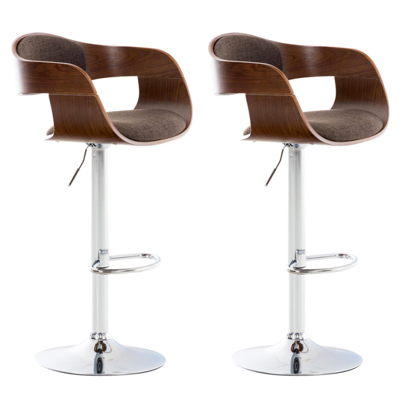Lot de 2 tabourets de bar en tissu Kingston C noyer/marron
