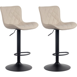 Lot de 2 tabourets de bar Emma, simili cuir, crème