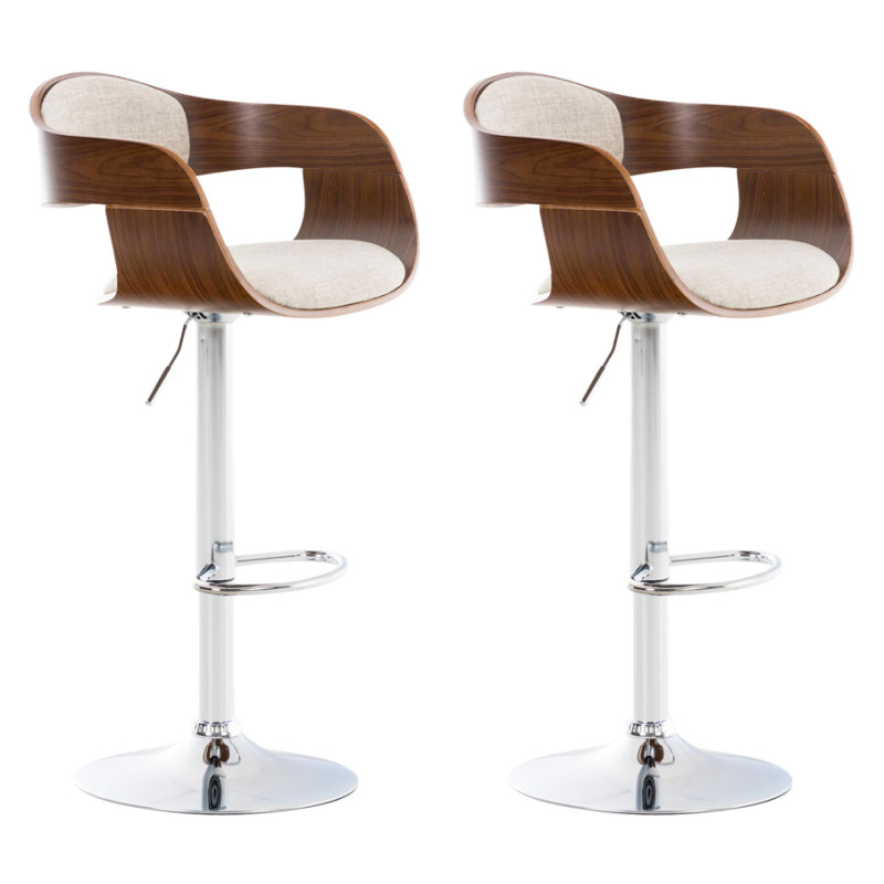 Lot de 2 tabourets de bar en tissu Kingston C noix/crème