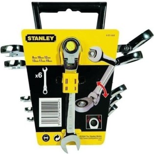 Clé mixte a cliquet a tete indexabe de 8 a 19 mm STANLEY - 4-91-444 - Jeu de 6 pieces