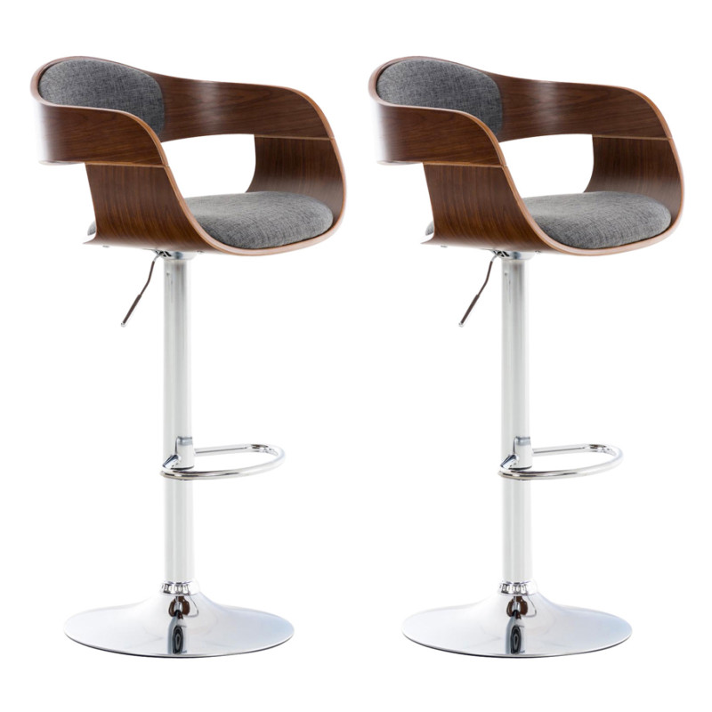 Lot de 2 tabourets de bar en tissu Kingston C noyer/gris clair