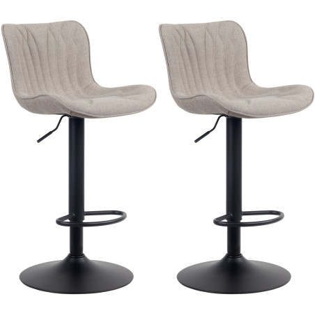 Lot de 2 tabourets de bar Linus tissu taupe