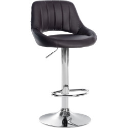 Tabouret de bar Milet en cuir artificiel marron chromé