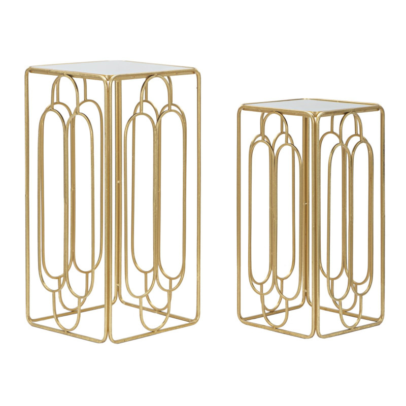 Set of 2 Glam ARTSY Plant Supports 34X34X70-29X29X60 cm - Iron & Mirror