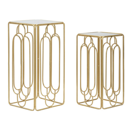 Set of 2 Glam ARTSY Plant Supports 34X34X70-29X29X60 cm - Iron & Mirror