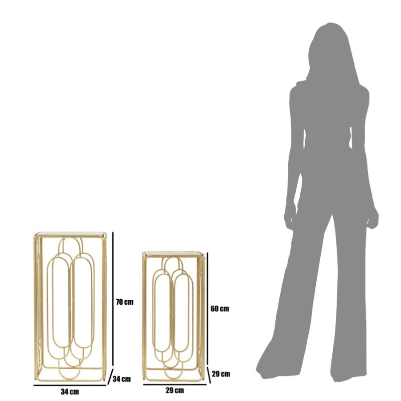 Set of 2 Glam ARTSY Plant Supports 34X34X70-29X29X60 cm - Iron & Mirror