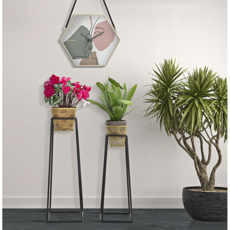 Antique Glam Square Vase Set of 2 Ø 23X70-20X60 cm - Iron