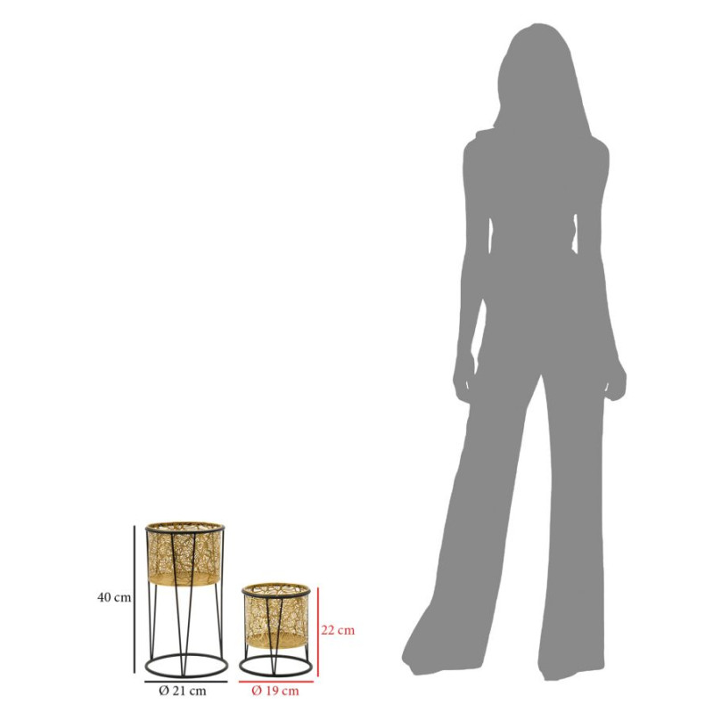 Glam LEAVY Dual Vase Stand Ø 21X40-19X22 cm - Iron