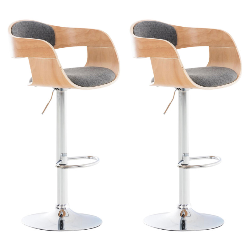 Lot de 2 tabourets de bar en tissu Kingston C naturel/gris clair