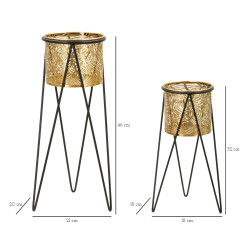 Glam Set of 2 DRAK Vase Holders 21X20X46-18X18X32 cm - Iron