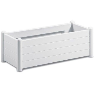 STEFANPLAST Bac a fleurs rectangulaire - Finition en bois - 100x43xH35cm - 80L - Blanc