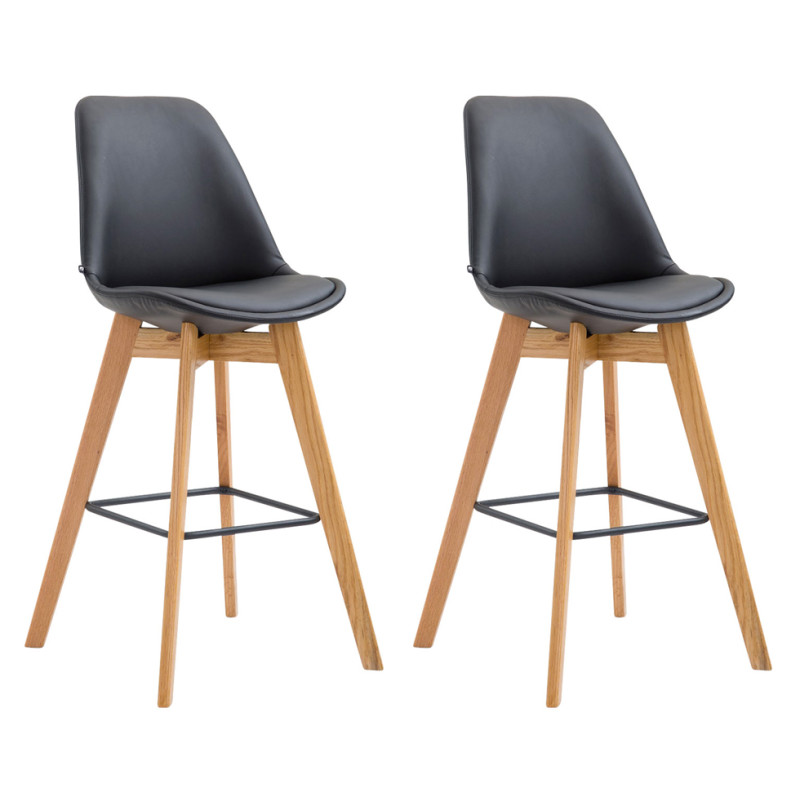 Lot de 2 tabourets de bar Metz en cuir artificiel natura noir