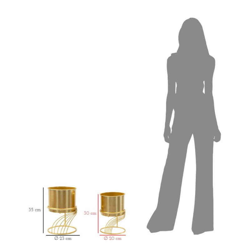 Glam Spiral Vase Stand Set 2 pcs Ø 23X35-20X30 cm - Iron