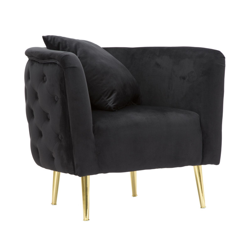 Fauteuil Bucarest Noir – Élégance ténébreuse au charme intemporel (76×74×71 cm)