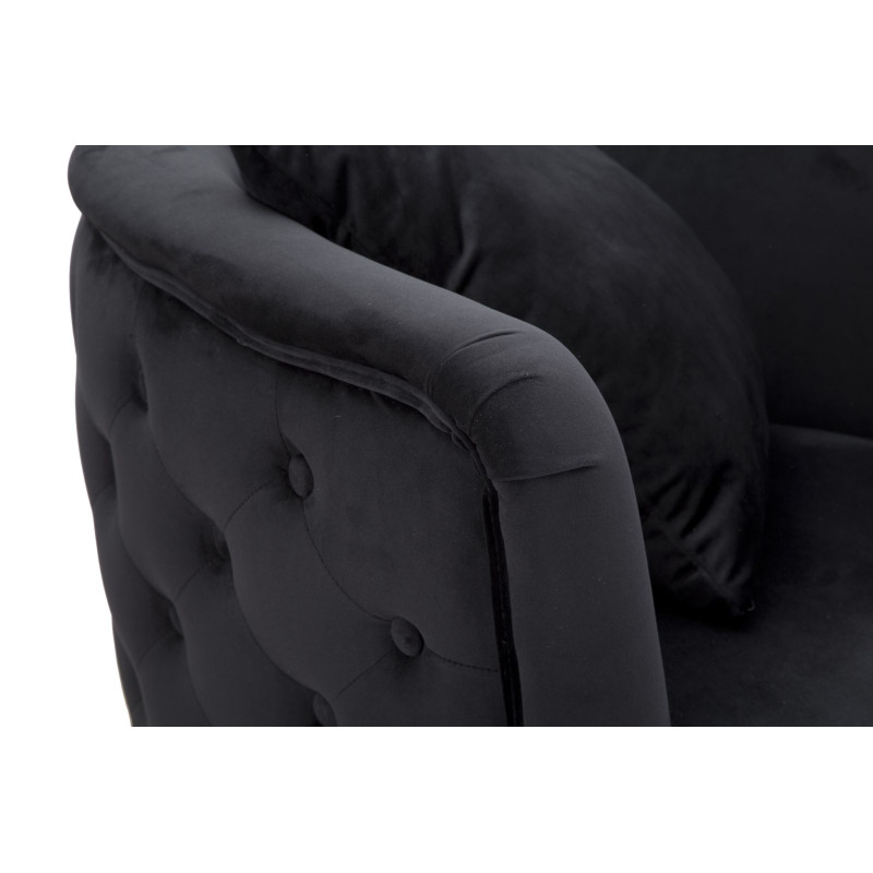 Fauteuil Bucarest Noir – Élégance ténébreuse au charme intemporel (76×74×71 cm)