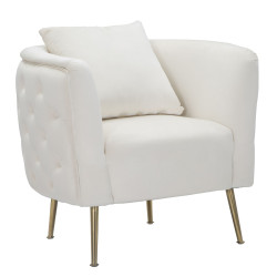 Fauteuil Bucarest Crème – Douceur lumineuse et raffinement suprême (76×74×73 cm)