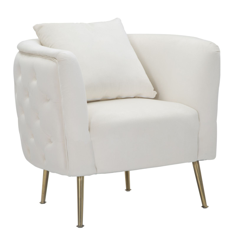 Fauteuil Bucarest Crème – Douceur lumineuse et raffinement suprême (76×74×73 cm)