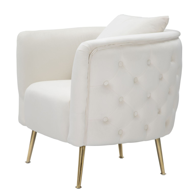 Fauteuil Bucarest Crème – Douceur lumineuse et raffinement suprême (76×74×73 cm)