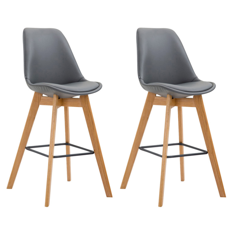 Lot de 2 tabourets de bar Metz en cuir artificiel natura gris