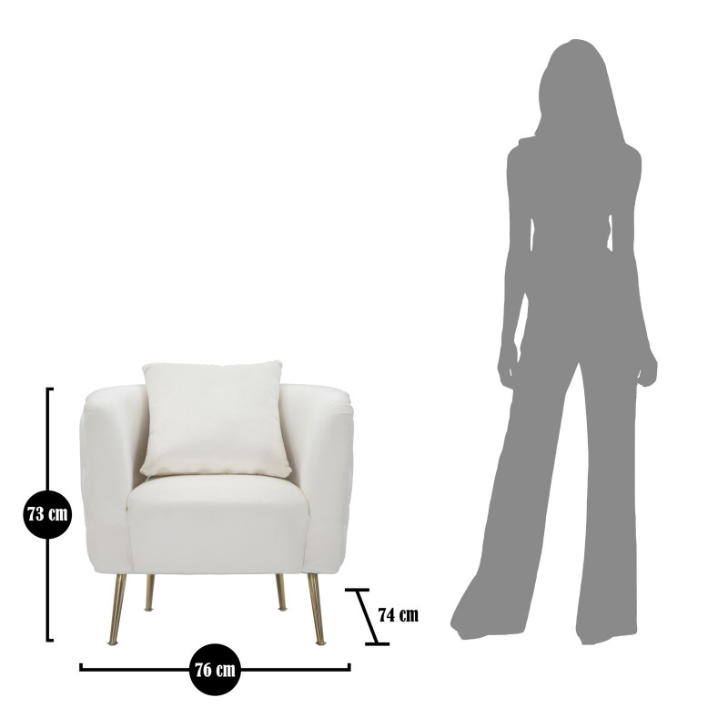 Fauteuil Bucarest Crème – Douceur lumineuse et raffinement suprême (76×74×73 cm)