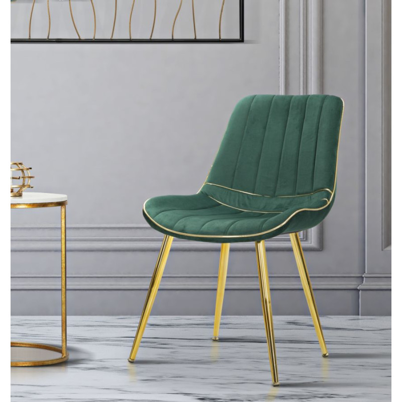 Chaises Paris Vert/Or (set de 2) – L’alliance précieuse du vert royal et de l’or (51×59×79 cm)