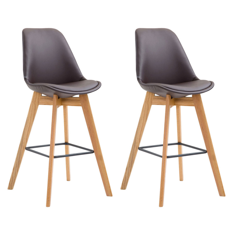 Lot de 2 tabourets de bar Metz en cuir artificiel natura brun