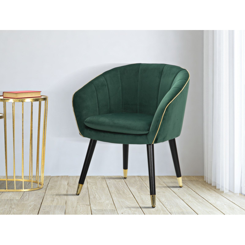 Fauteuil Paris Vert/Or – Raffinement émeraude aux reflets dorés (62×58×78 cm)