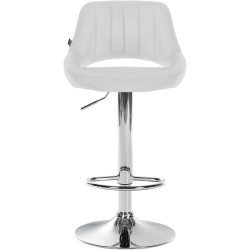 Tabouret de bar Milet en cuir artificiel chromé blanc