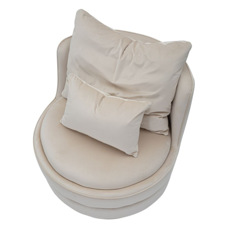 Fauteuil Paris Space Crème/Or – Courbes généreuses pour une aura dorée (Ø 84×72 cm)