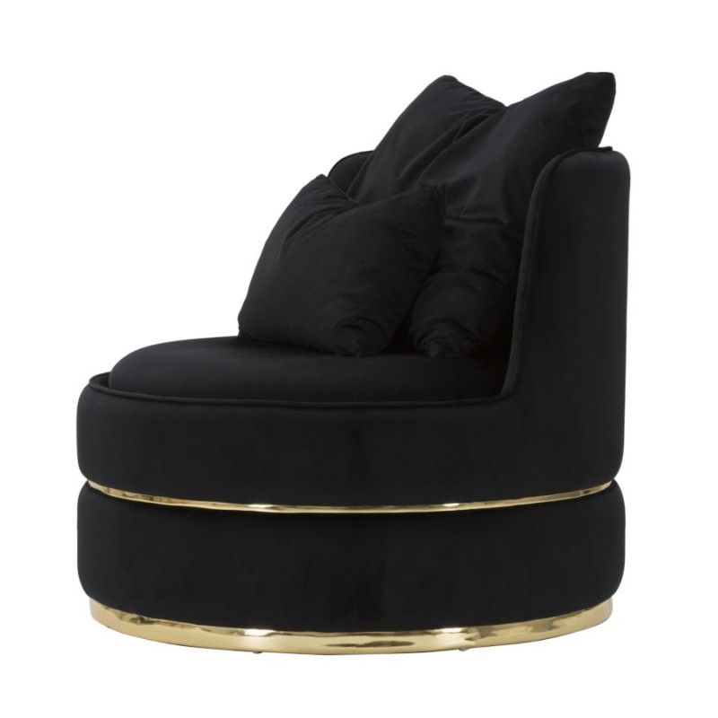 Fauteuil Paris Space Noir/Or – Prestige absolu en noir et or (Ø 84×72 cm)