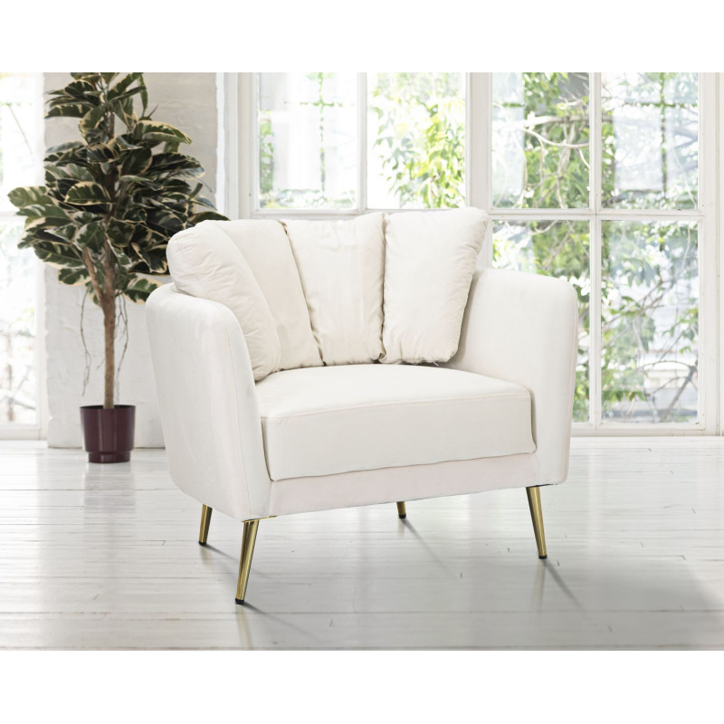 Fauteuil Kiev Crème – Sobriété chic aux lignes élégantes (88×77×74 cm)