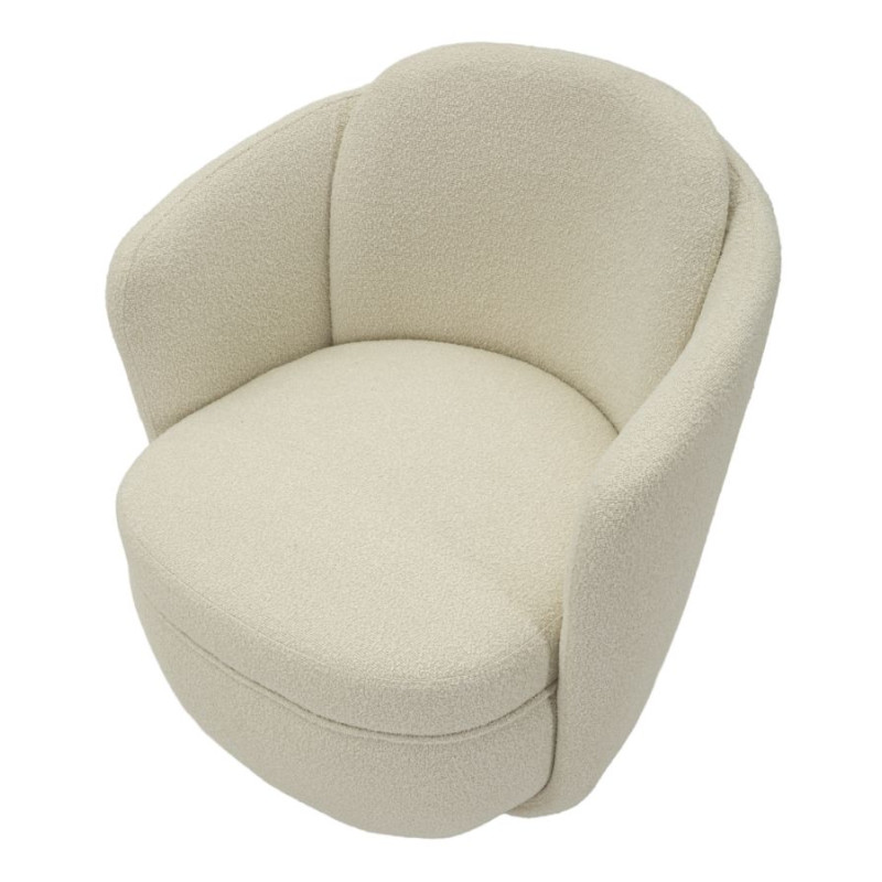 Fauteuil pivotant Torino Crème – Minimalisme chic et douceur crème (70×72×75 cm – hauteur assise 44,5 cm)